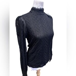 Suzy Shier Black Lace High Neck Top NWT